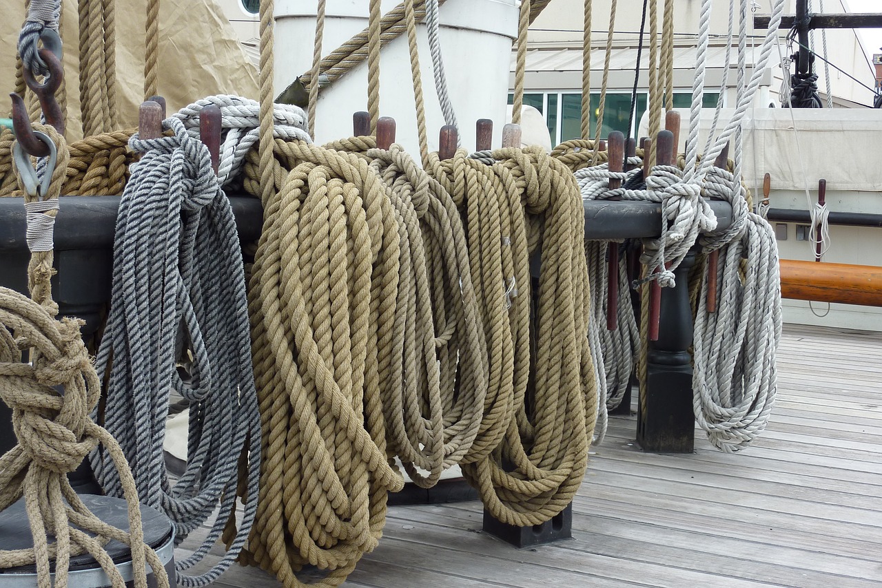 cordage twisted ropes sailing vessel free photo