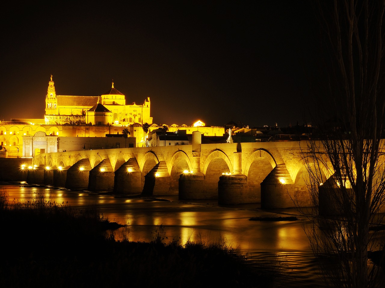 cordoba the roman bridge mosque free photo