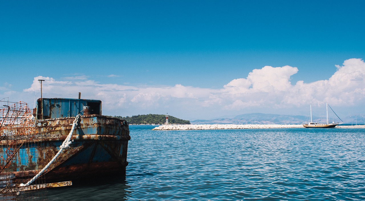 corfu sea ship free photo