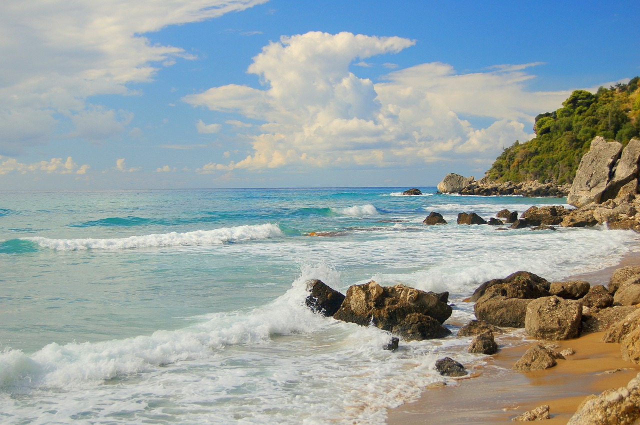 corfu beach waves free photo