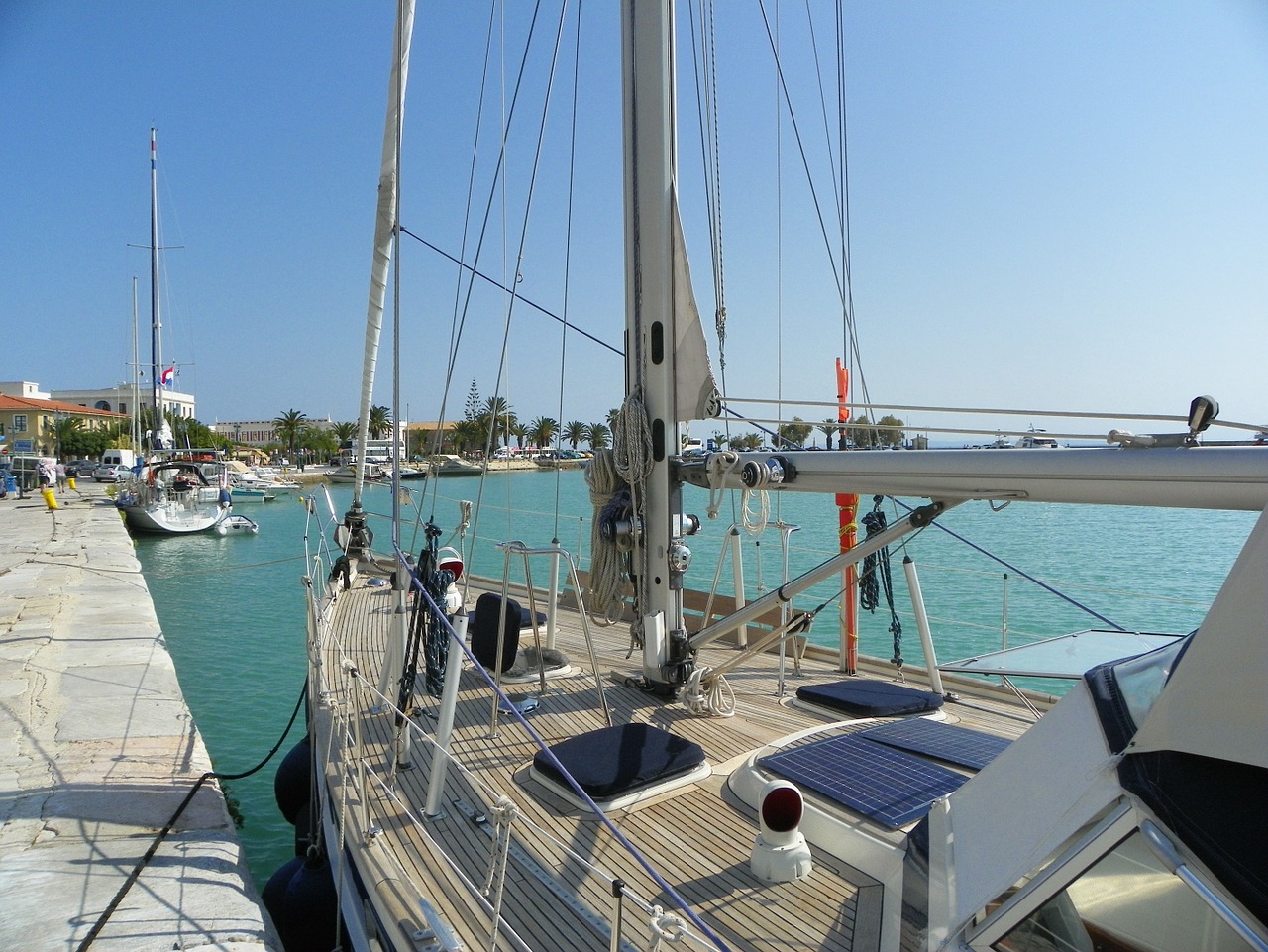 zakhyntos city port fishing vessel free photo