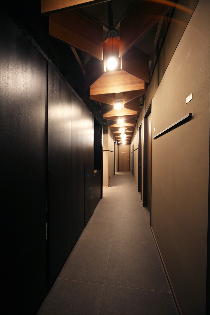 corridor into exclusive hospital interior free photo