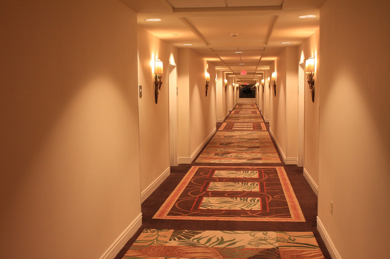 corridor  hotel  carpets free photo