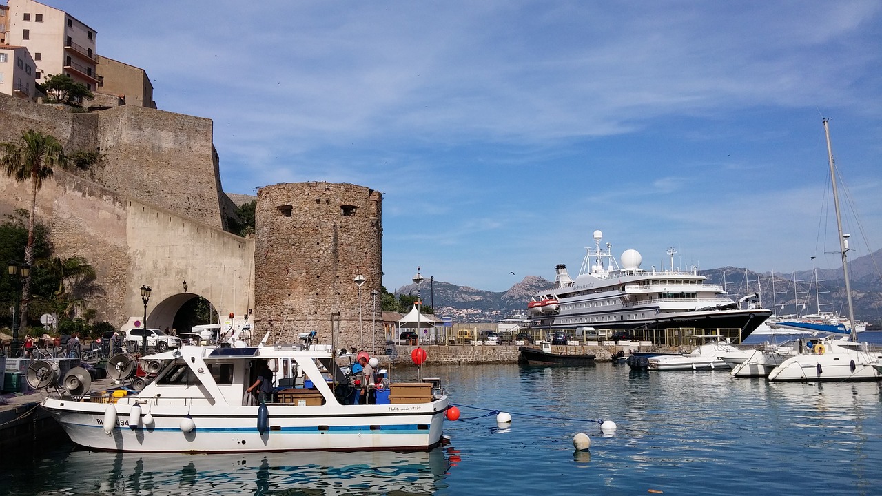 corsica harbour entrance ship free photo