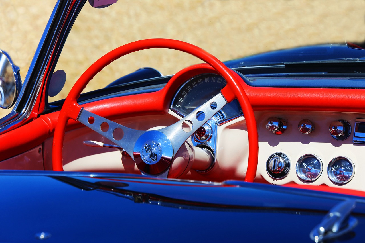 corvette car steering wheel free photo