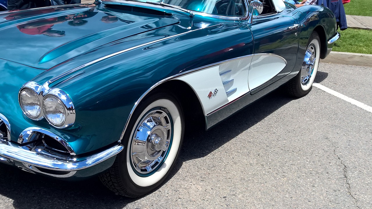 corvette headlights turquoise free photo