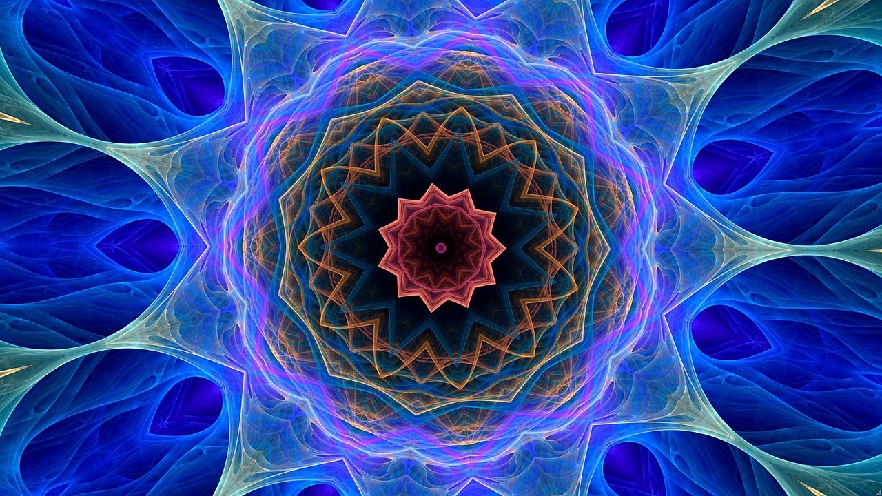 cosmic flower kaleidoscope art pattern free photo
