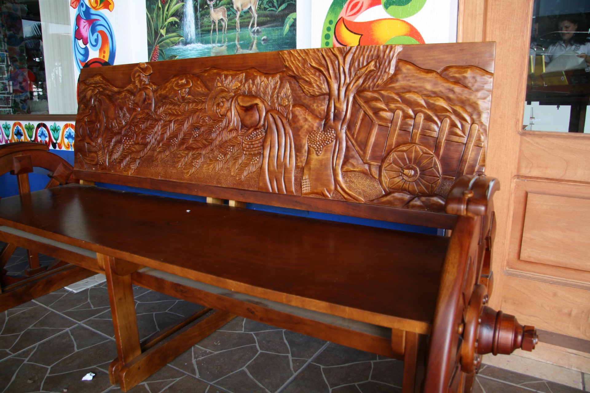 costa rica carved bench free photo