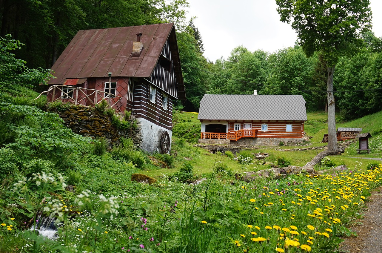 cottage  mountains  spring free photo