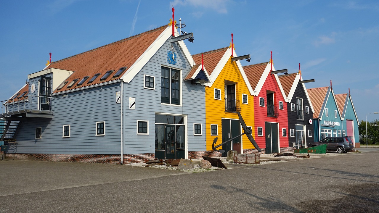 cottages row coloured free photo