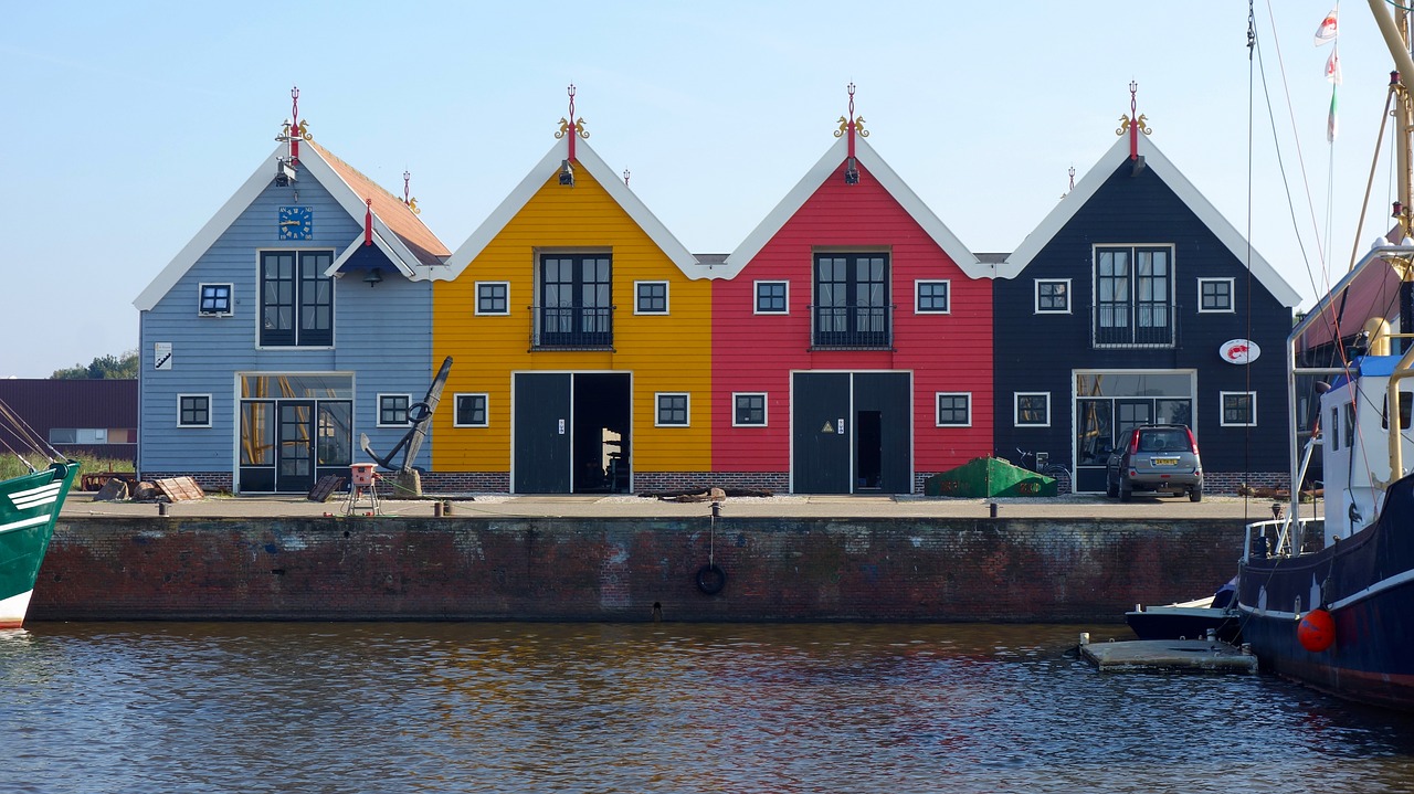 cottages row coloured free photo