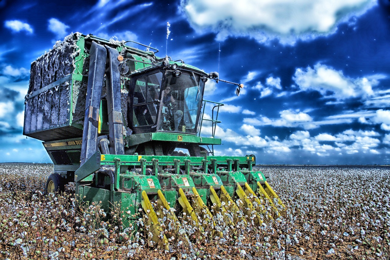 cotton harvester agriculture farm free photo