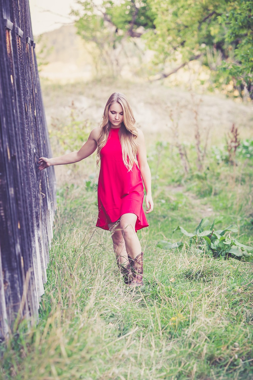 country girl red dress free photo