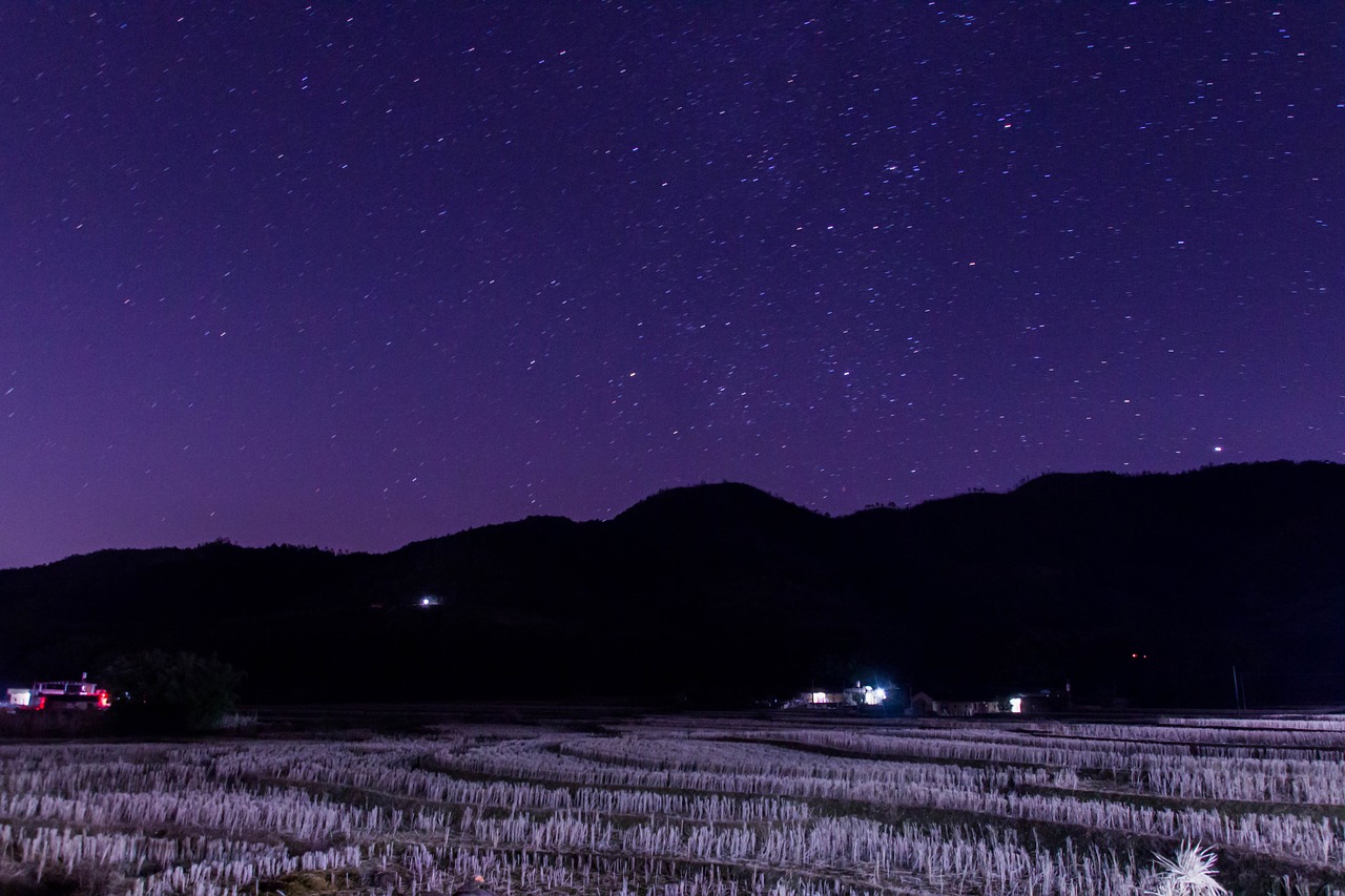 country night view fields free photo