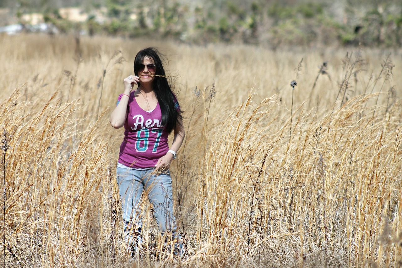 country girl woman wheat field free photo