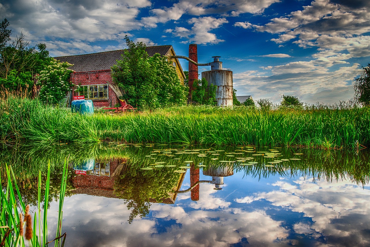 countryside water reflection free photo