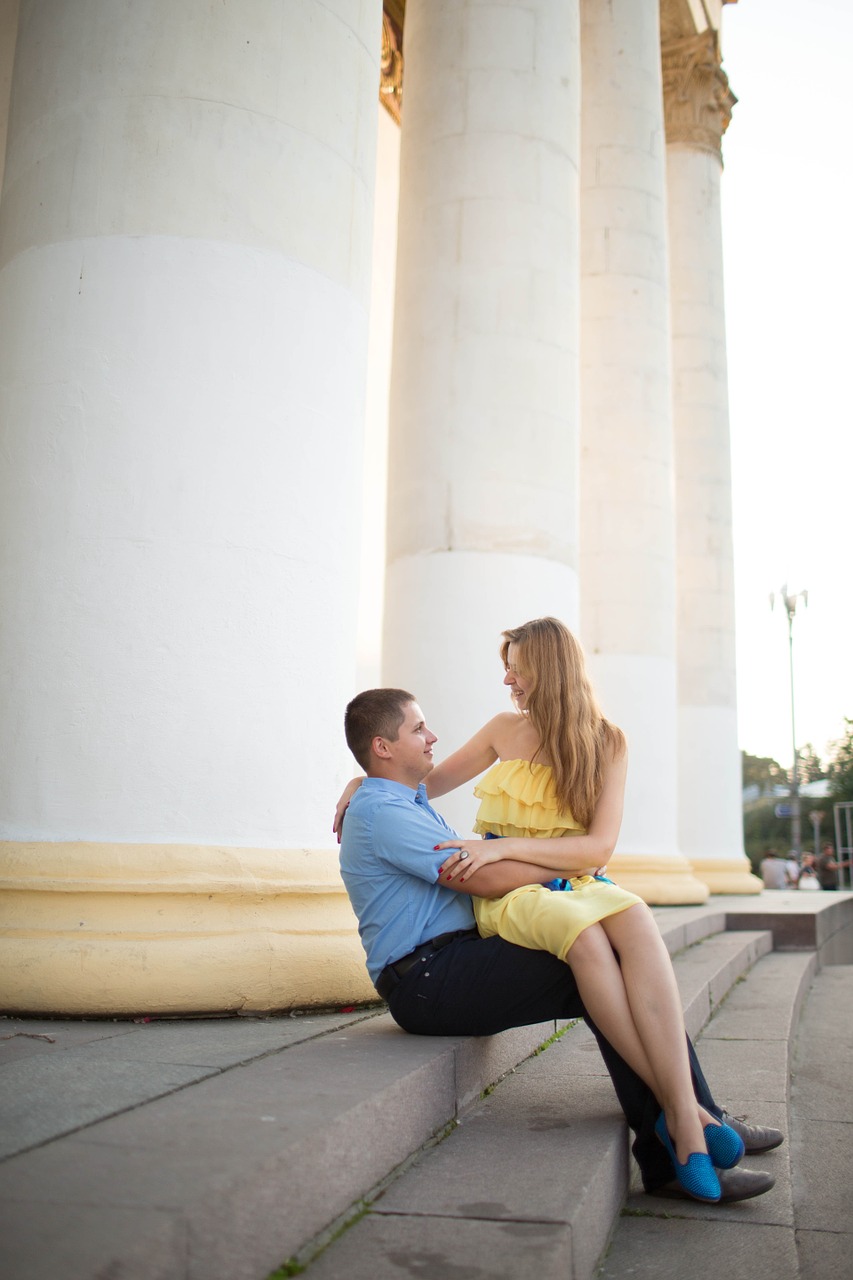 couple columns stairs free photo