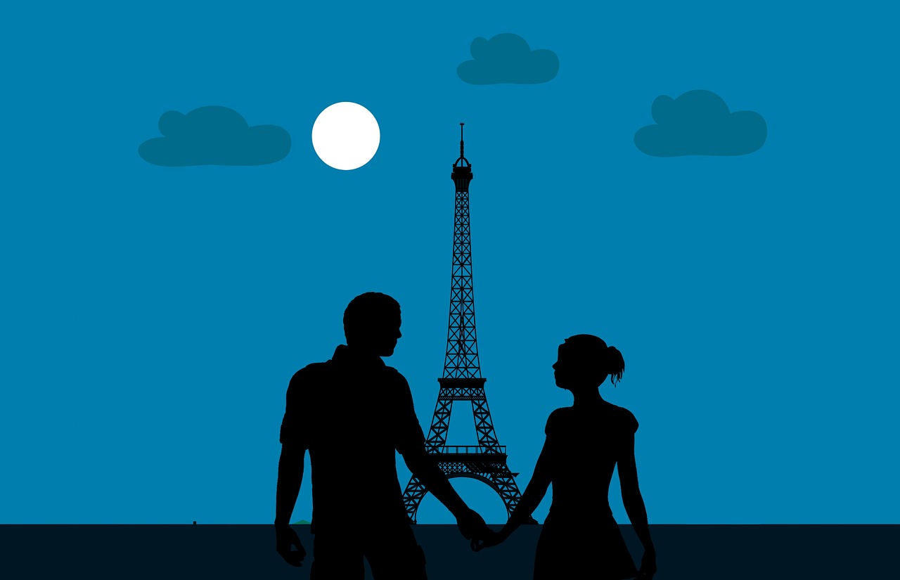 couple  france  night free photo