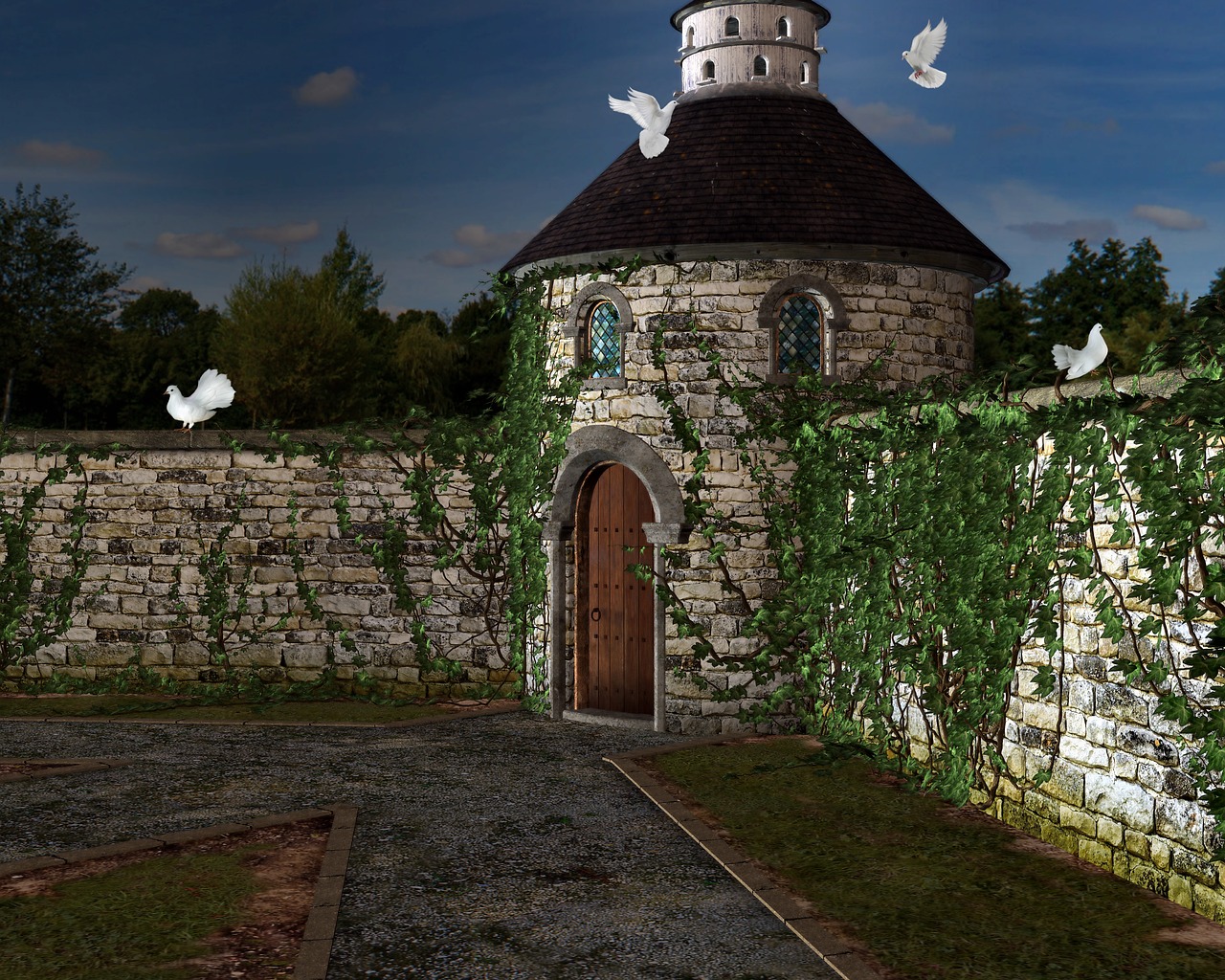 courtyard stone building dovecote free photo