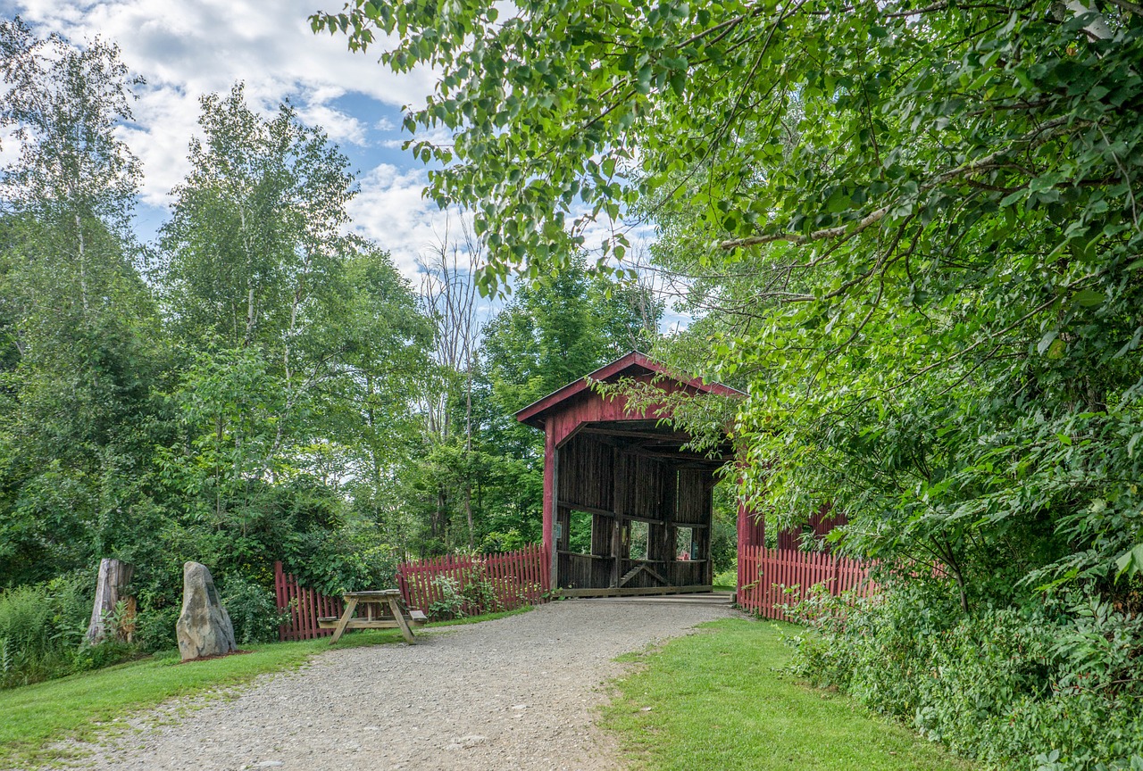 covered bridge rural vermont free photo