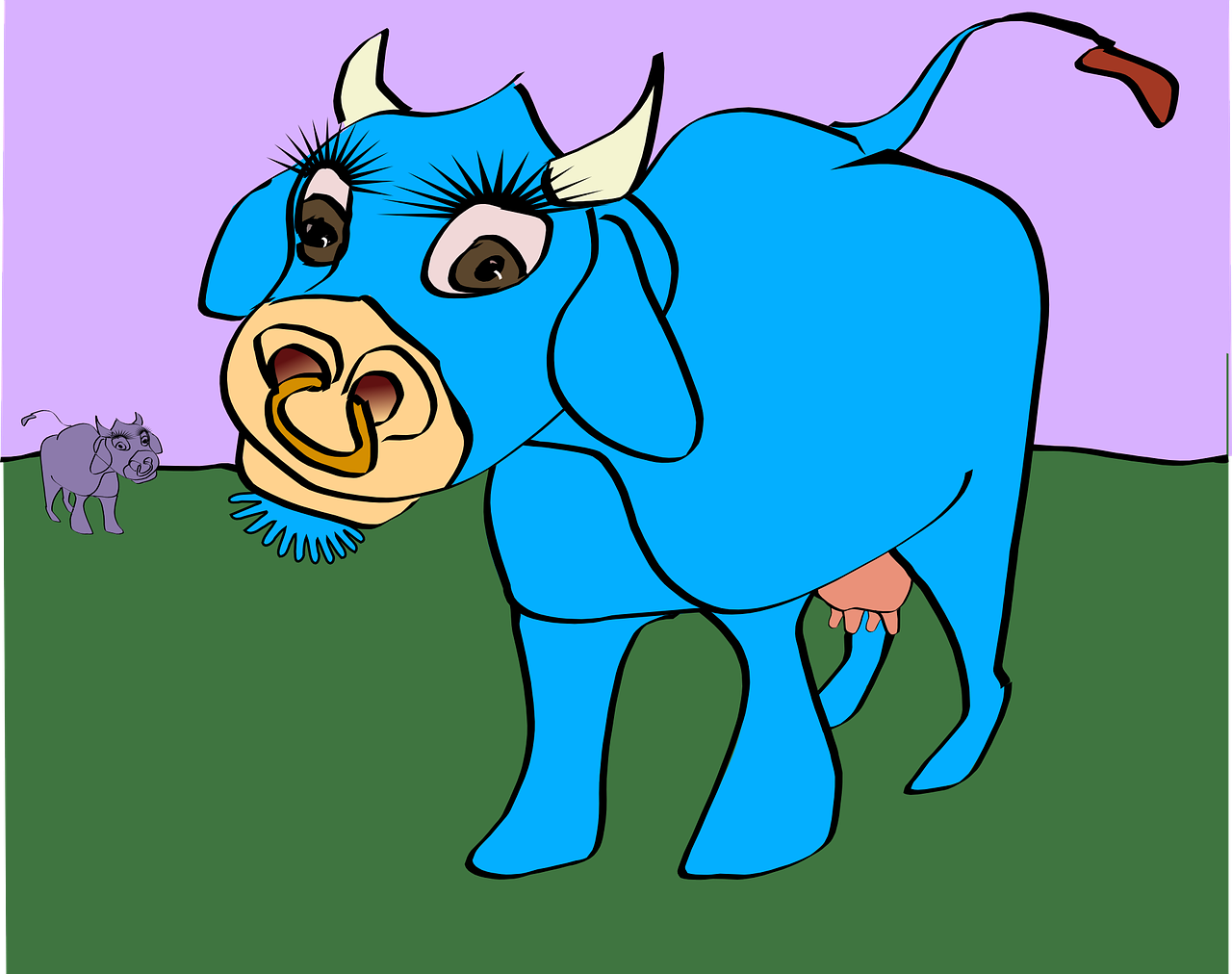 cow animal blue free photo