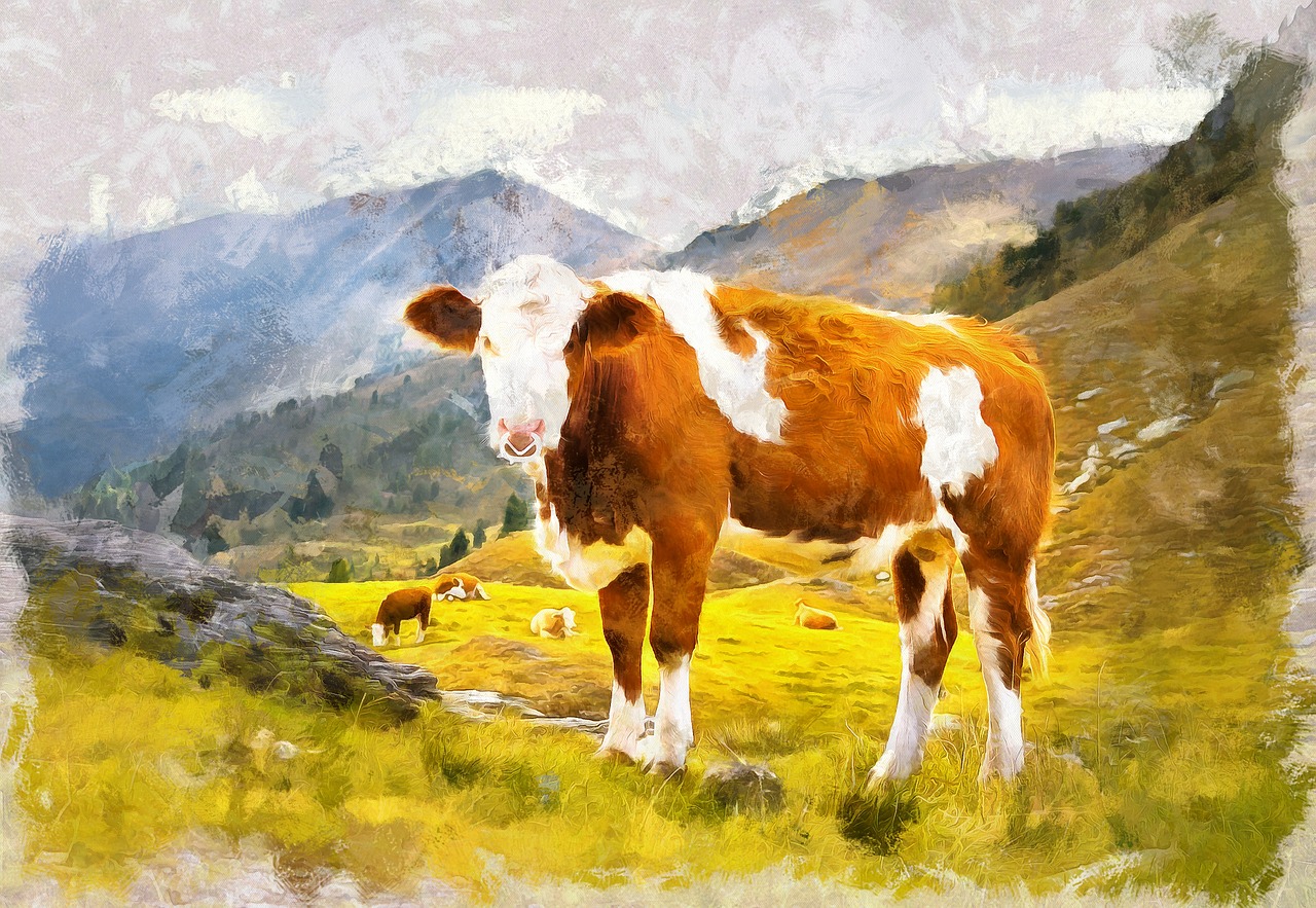 cow  mountain  landscape free photo