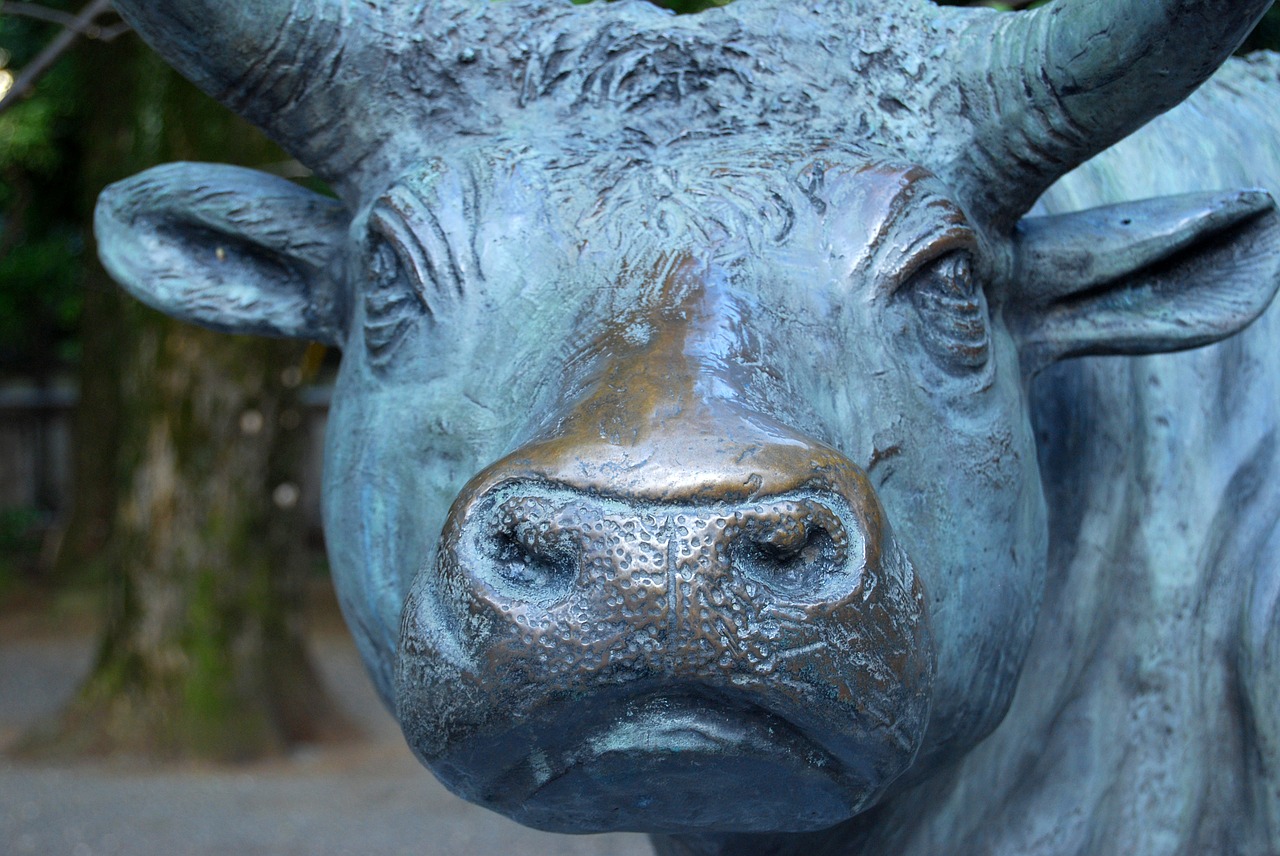 cow bronze statue zodiac signs free photo