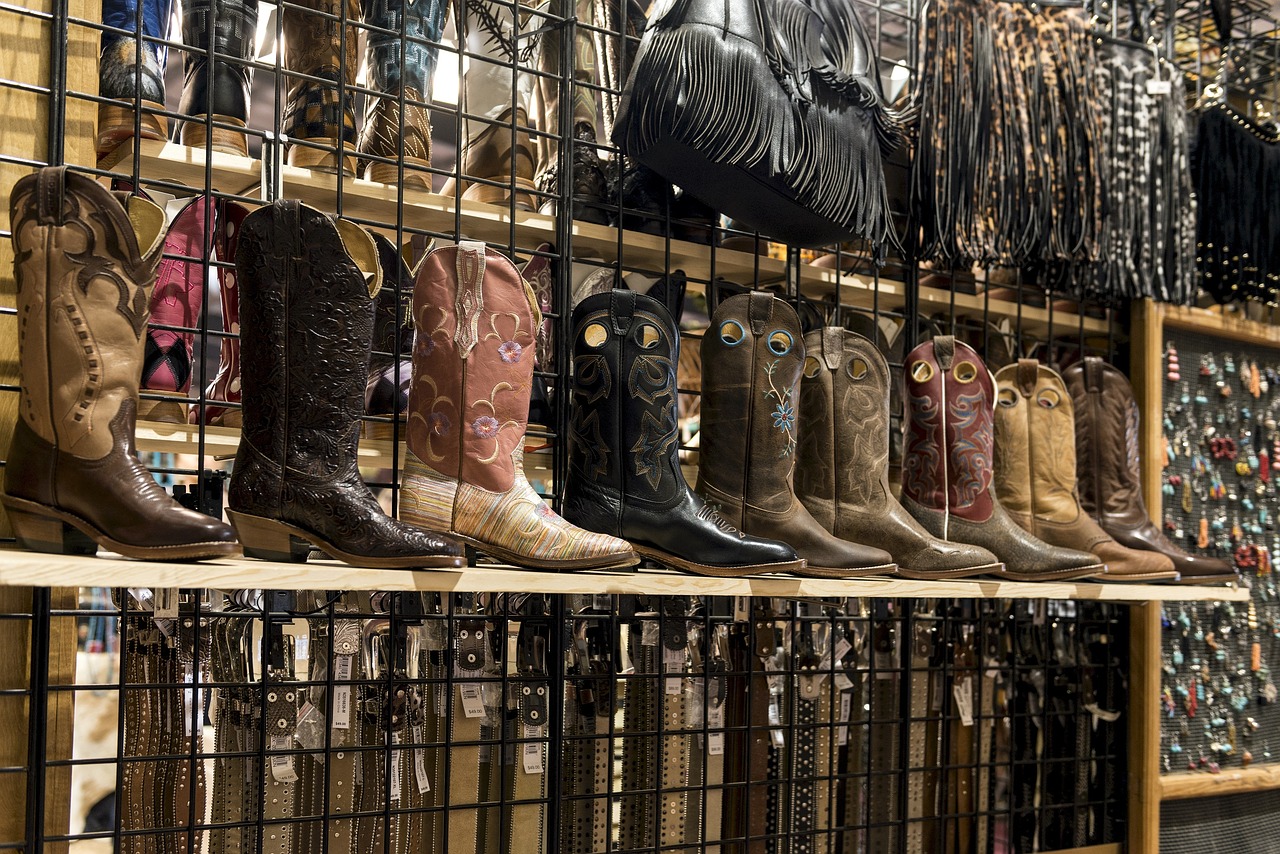 cowboy boots  shelves  styles free photo