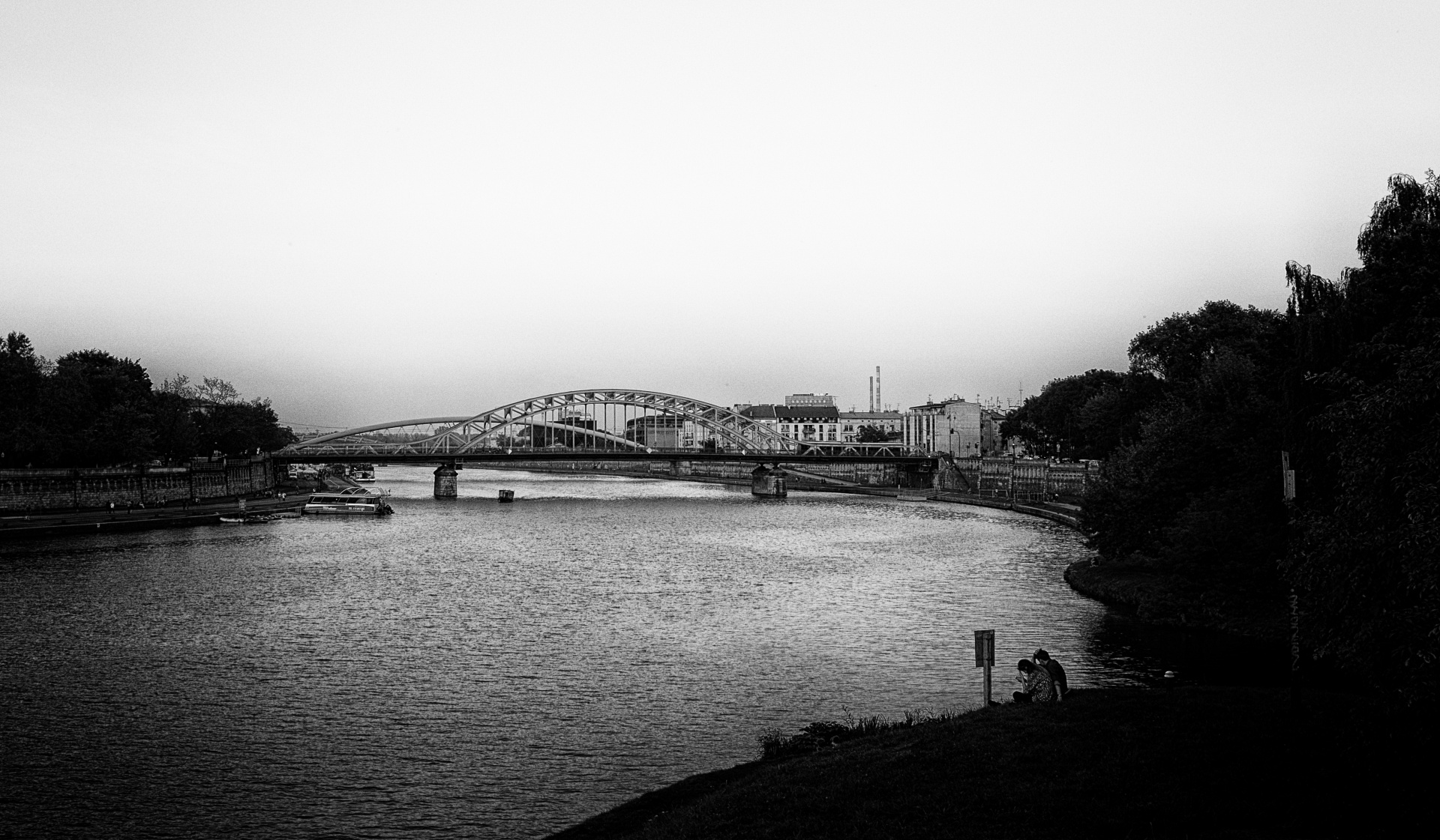 krakow bridge black white free photo
