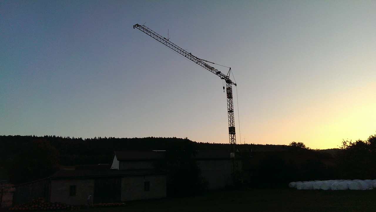 crane night twilight free photo