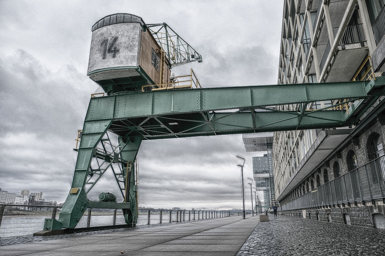 crane  rhine  port free photo