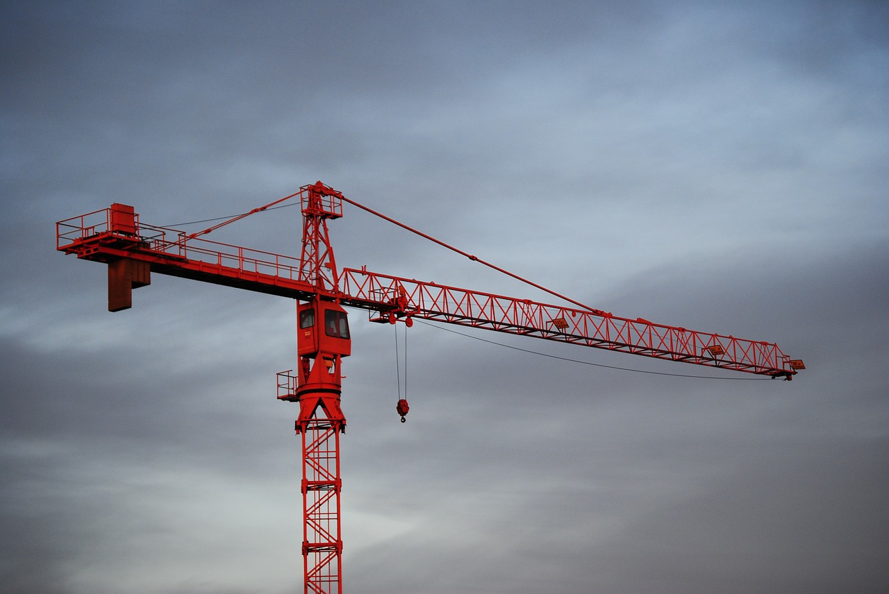 crane red sky free photo