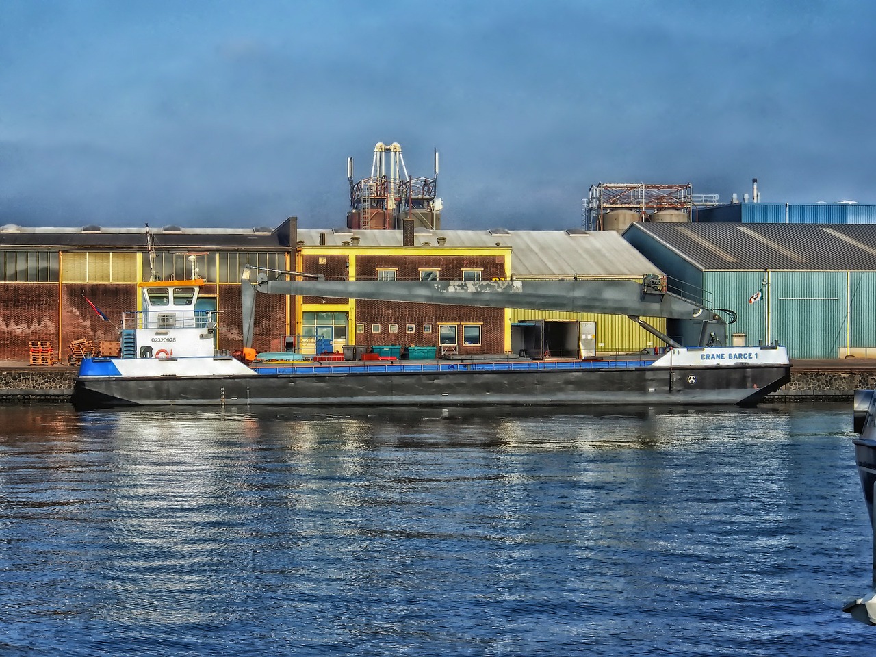 crane barge amsterdam dock free photo