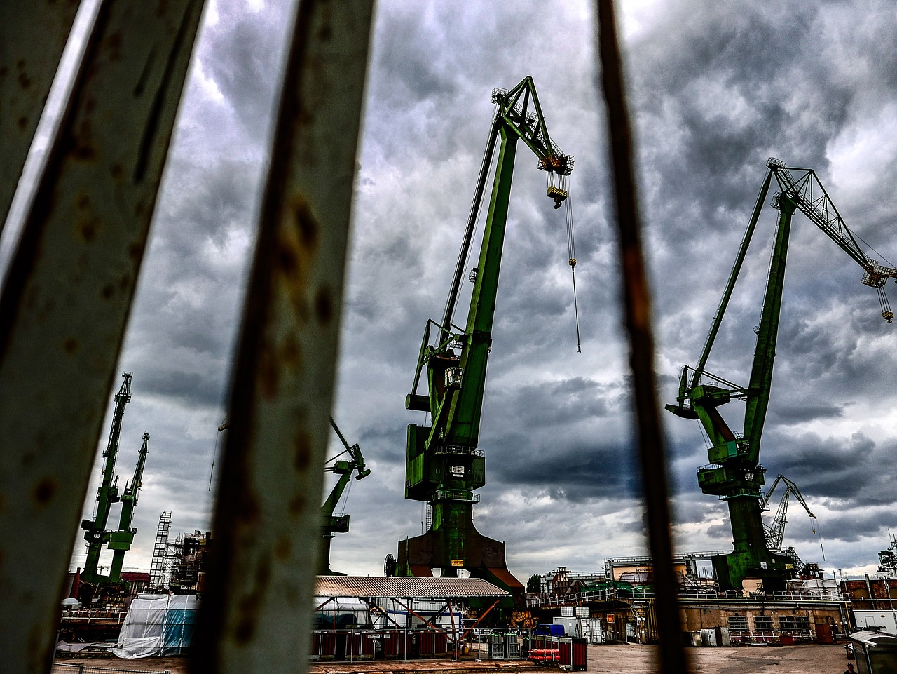 cranes boatyard gdańsk free photo