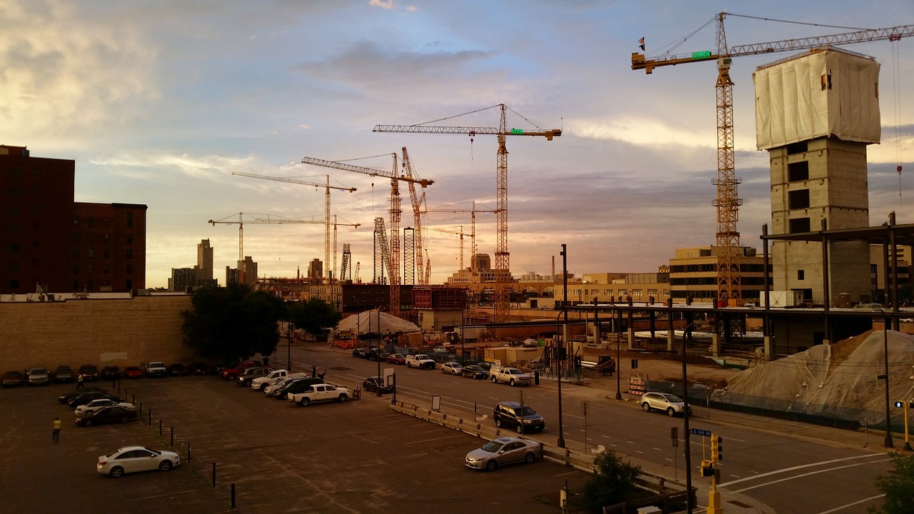 cranes construction building site free photo