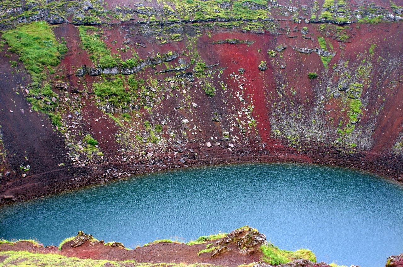 crater lake iceland volcanic crater free photo