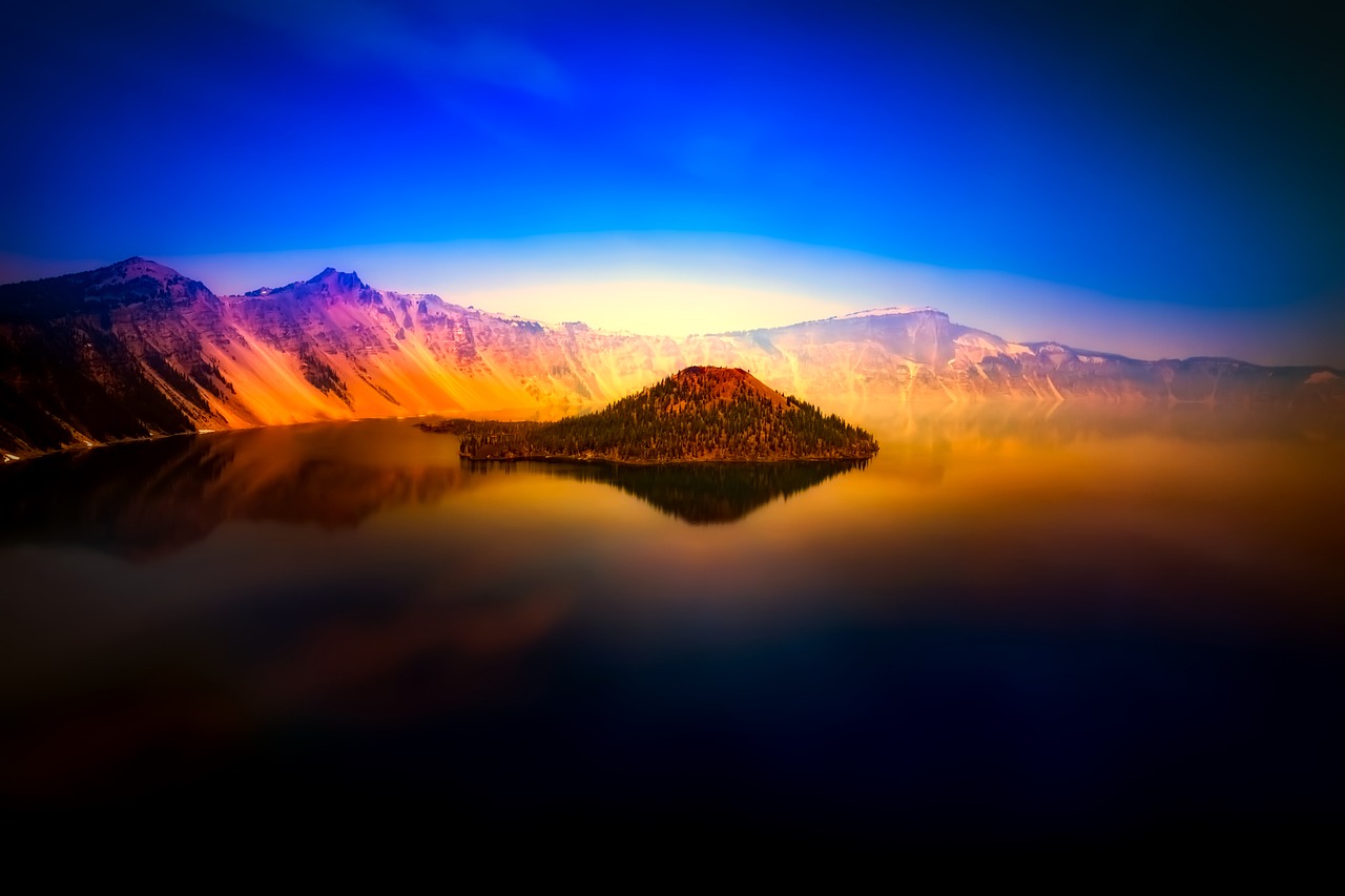 crater lake oregon mountains free photo