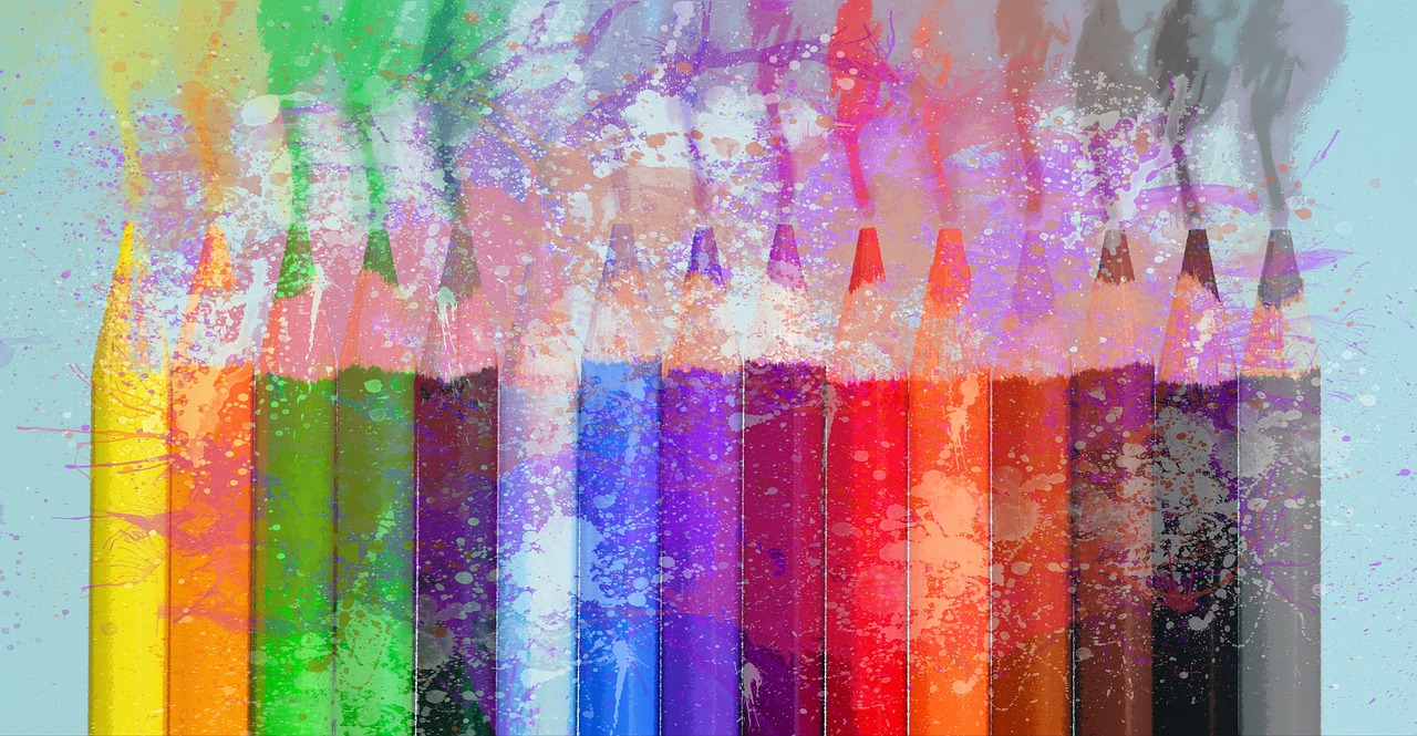 crayons paint splash free photo