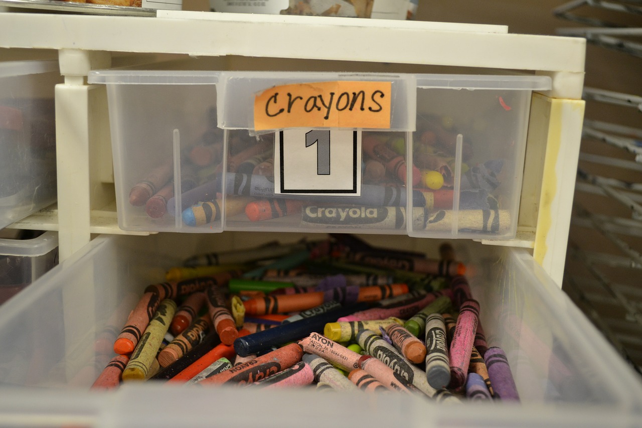 crayons drawer children free photo