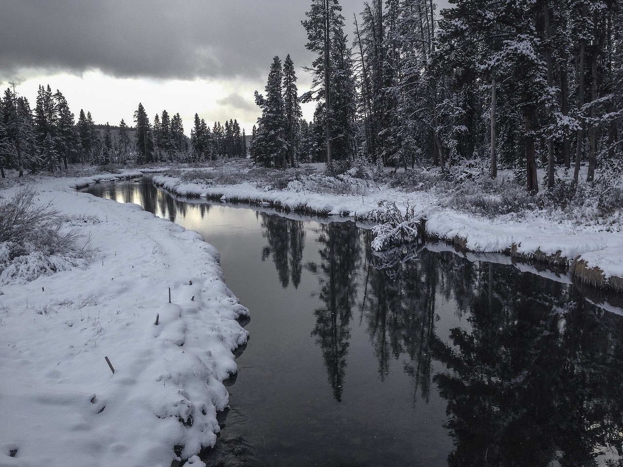 creek water reflection free photo