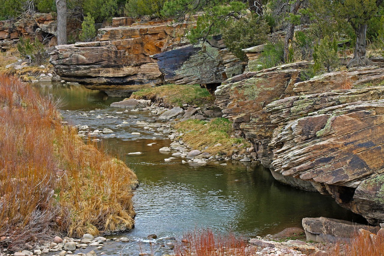 creek water colorful rocks free photo