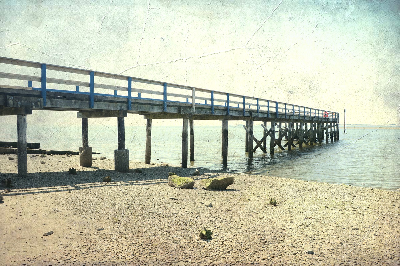 crescent beach  pier  vintage free photo