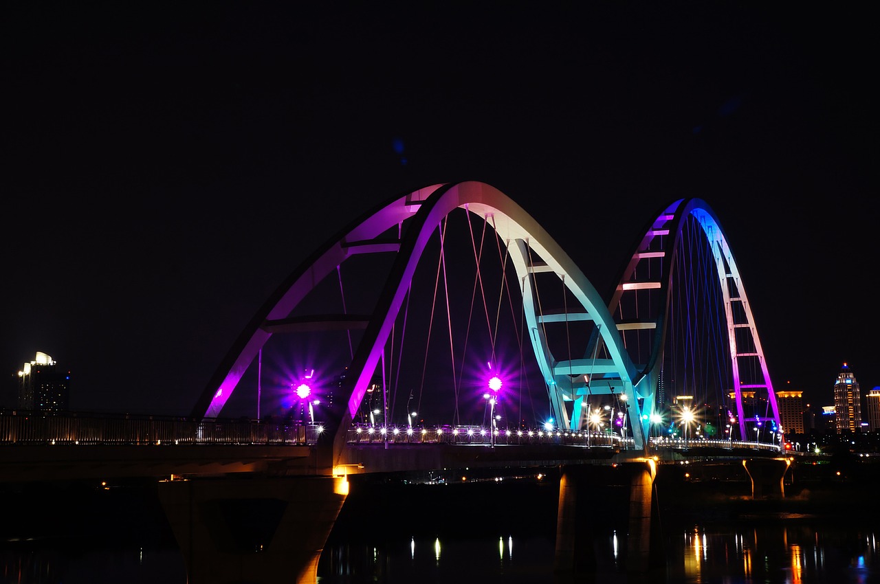 crescent bridge xinbei night free photo