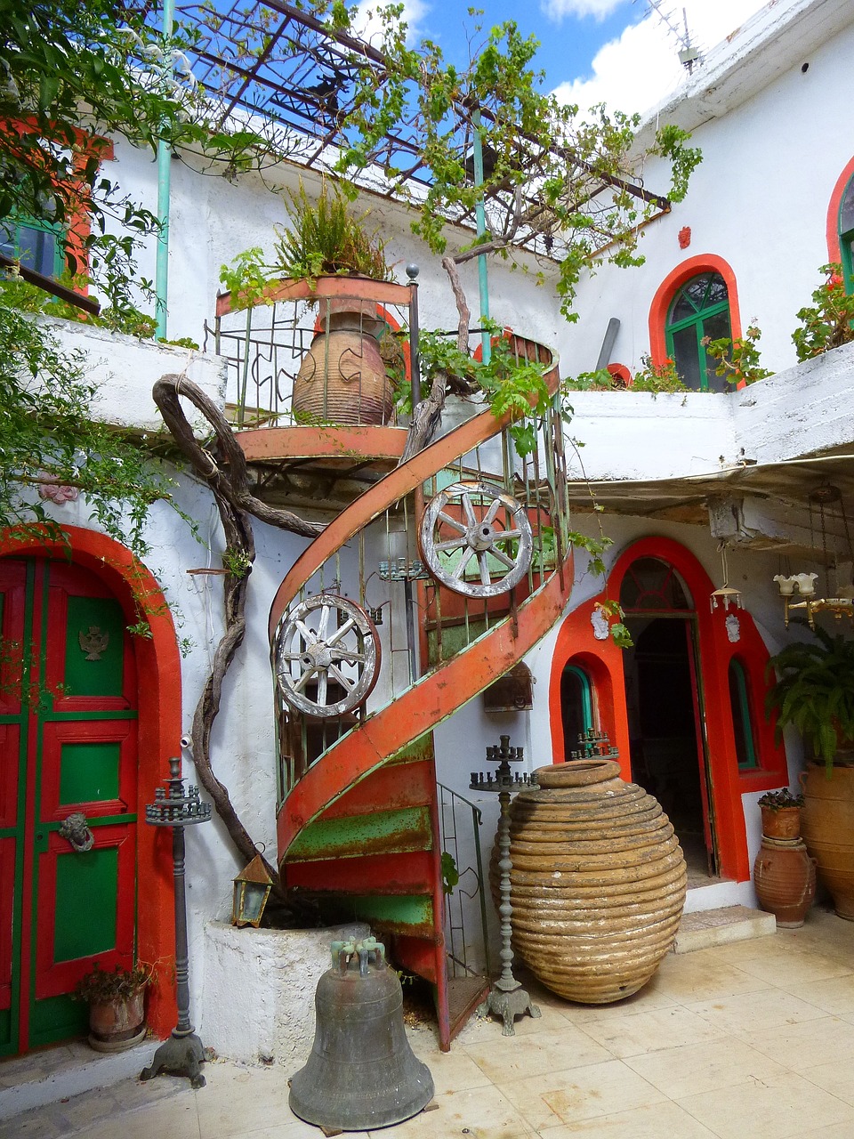 crete museum spiral staircase free photo