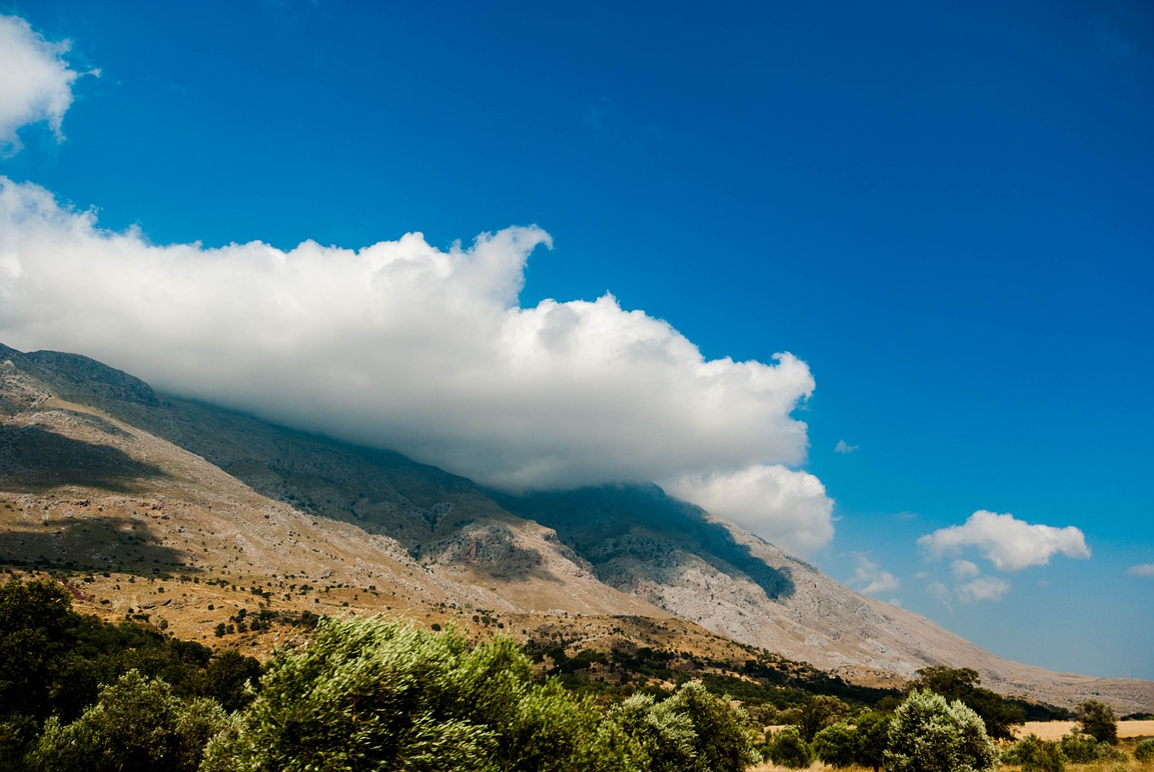 crete mountains clouds free photo