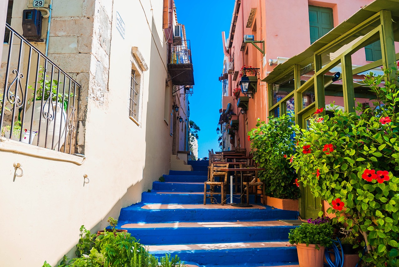 crete rethymno the color stairs free photo