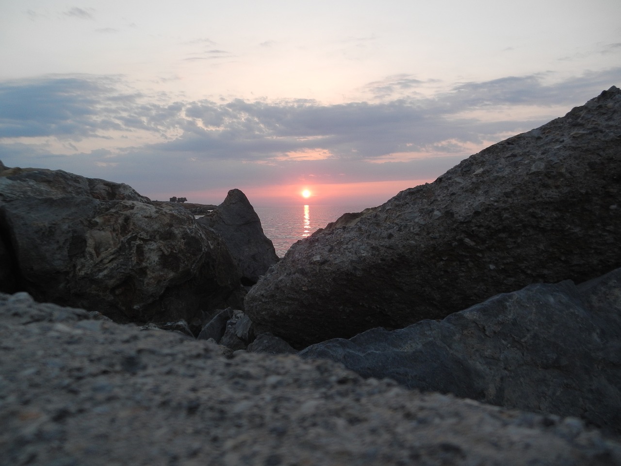 crete sunset rocks free photo