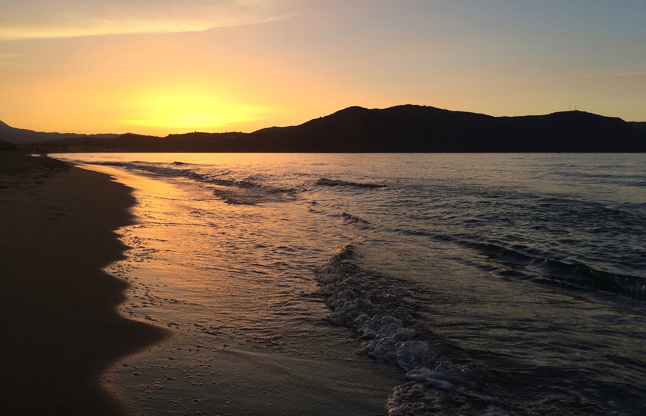 crete sunset sea free photo