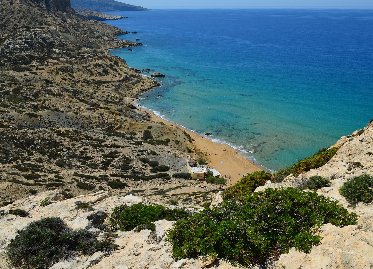 crete matala red beach free photo