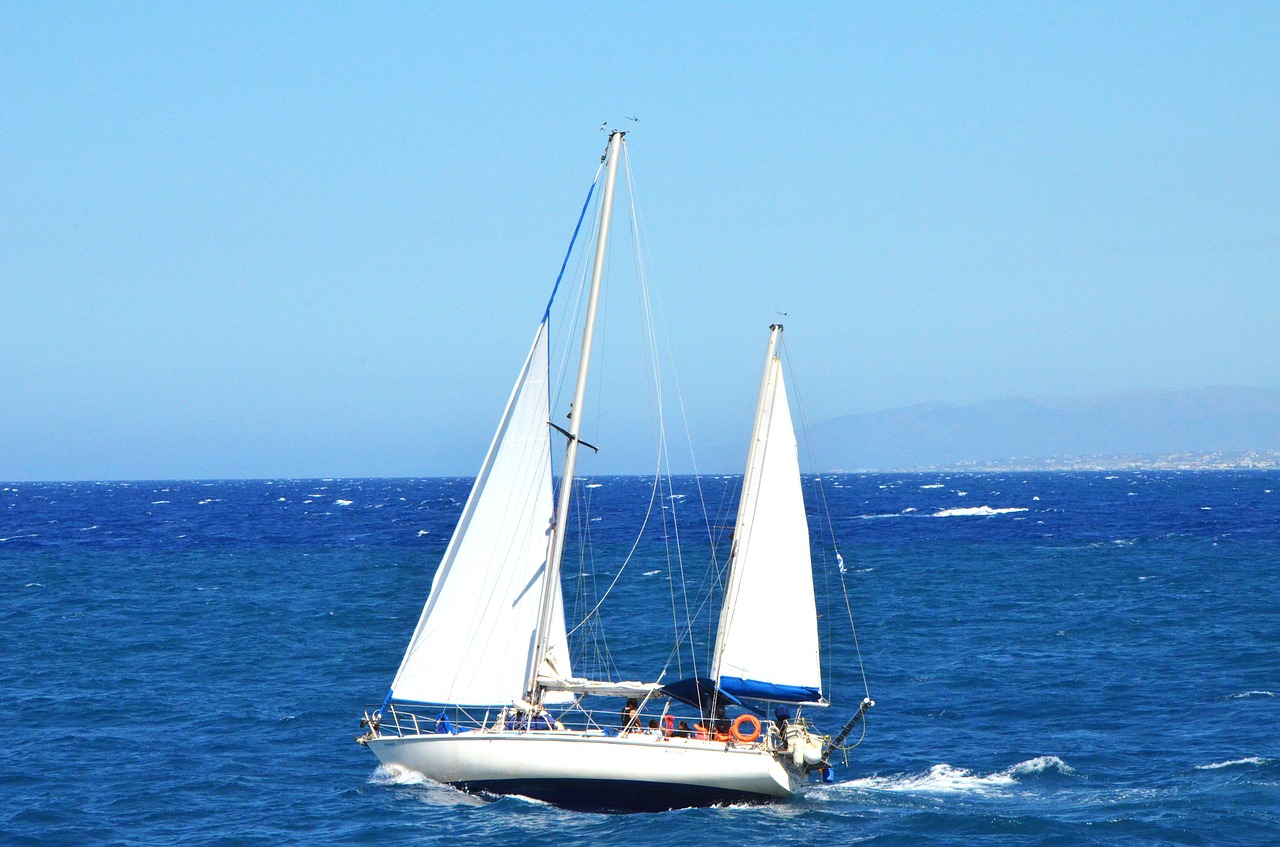 crete boat sails free photo